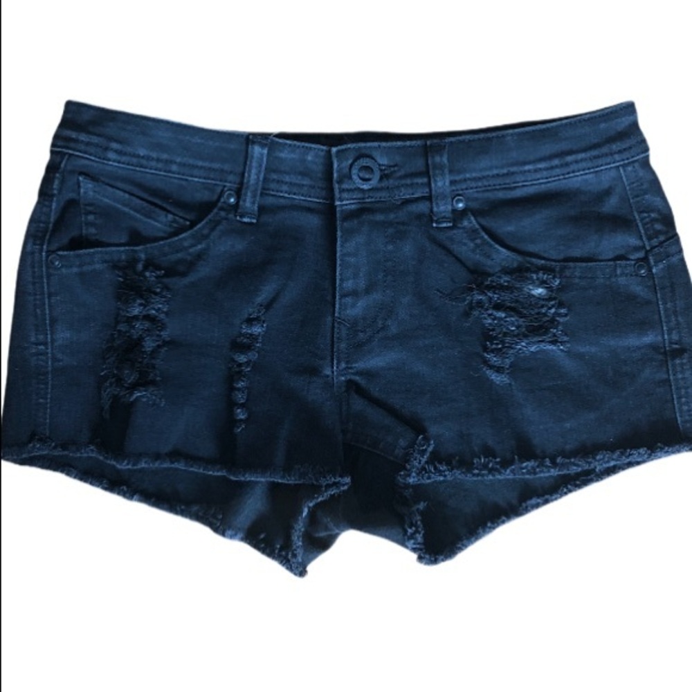 VOLCOM DENIM BLACK SHORTS CUT OFF 5